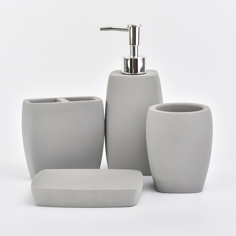 Solid grey concrete bathroom set