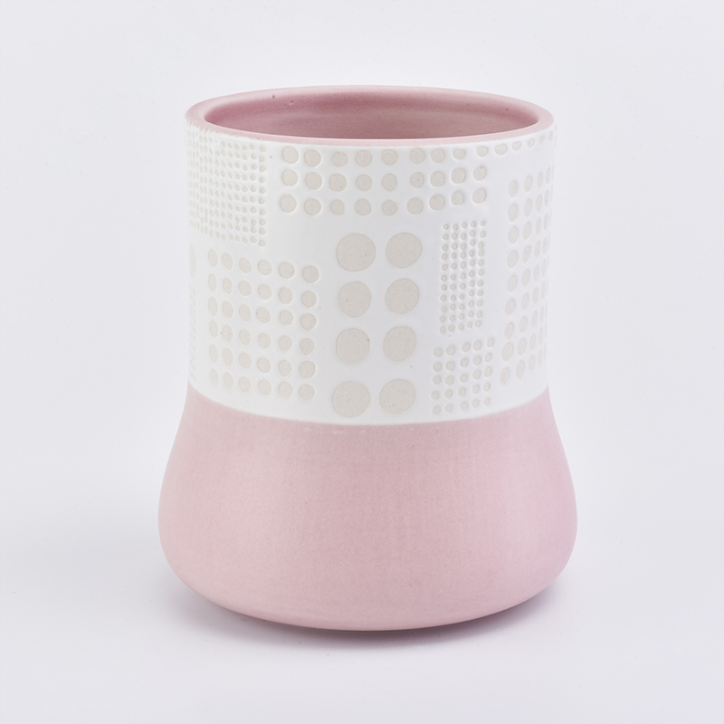Elegant engraved ceramic candle jars cylinder candle jar for home deco