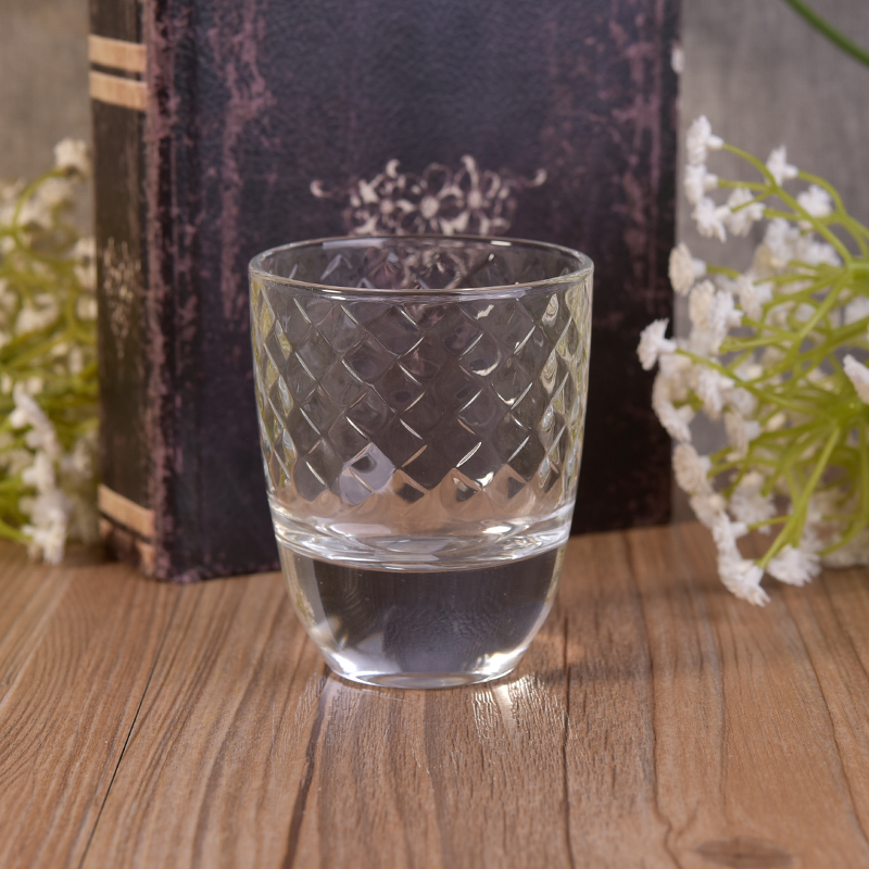 Heavy Bottom Woven Pattern Glass Cup