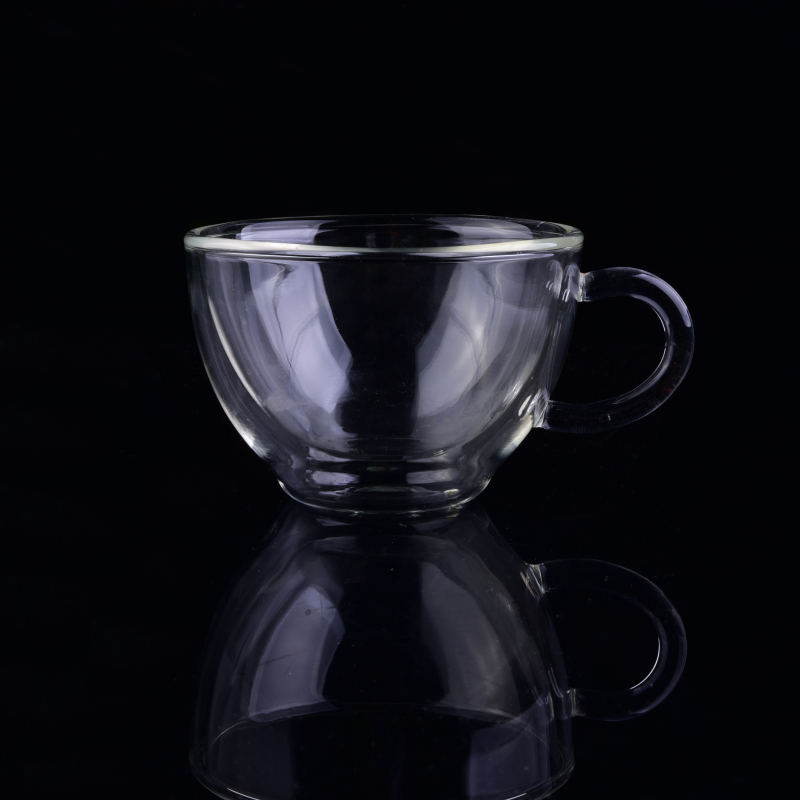 High Quality 150ml Clear double wall glass coffee cup with handle