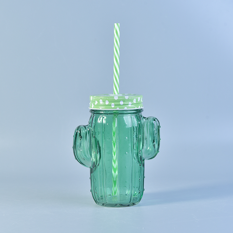 Cactus Shaped Glass Jar in Green