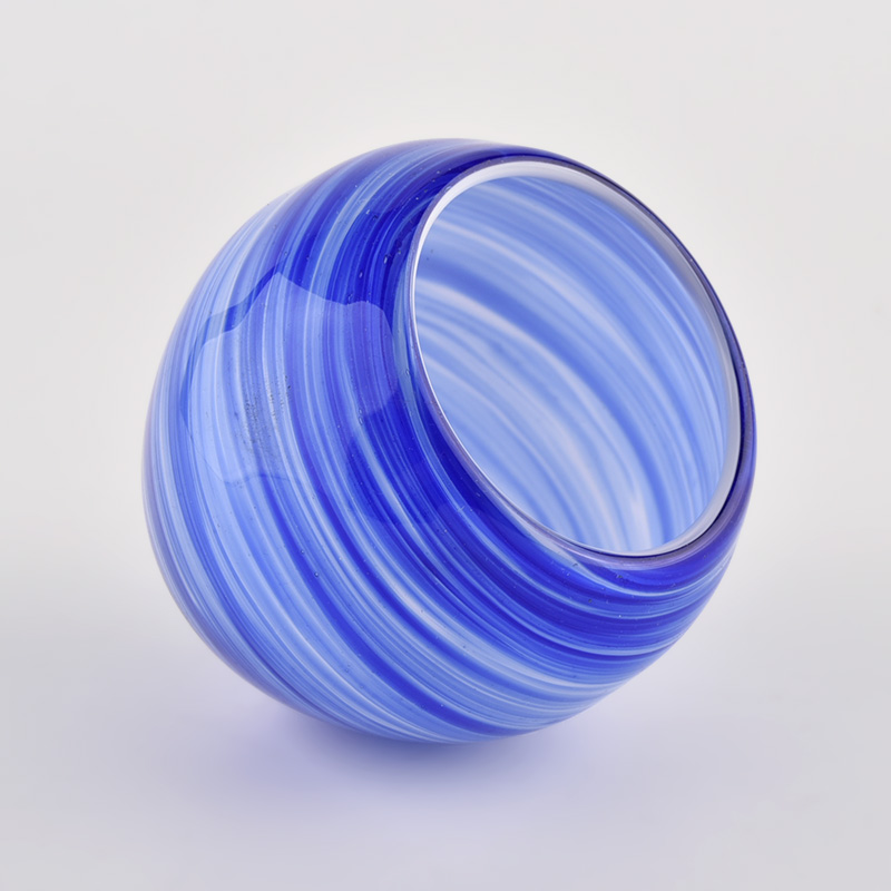 Sunny glassware luxury blue and white 10oz glass candle holder for supplier Sunny glassware luxury blue and white 10oz glass candle holder for supplier