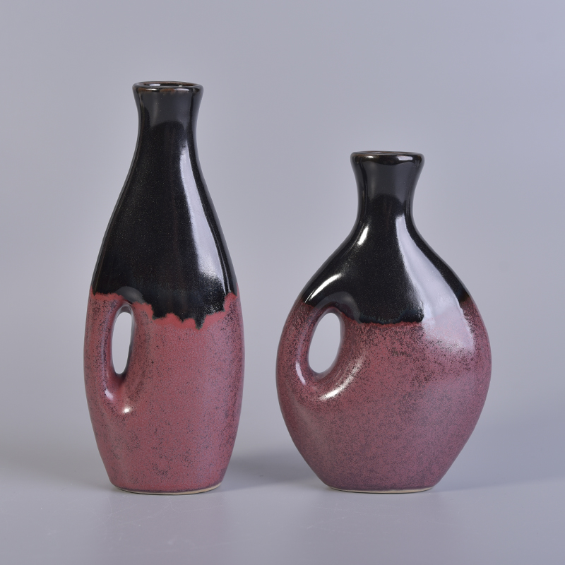 Black and pink ceramic oval diffuser bottle