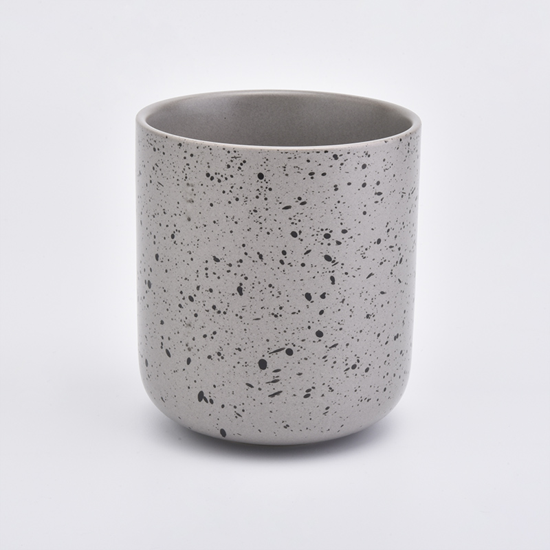 Unique Ceramic Candle Vessels With Black Dot Glazed
