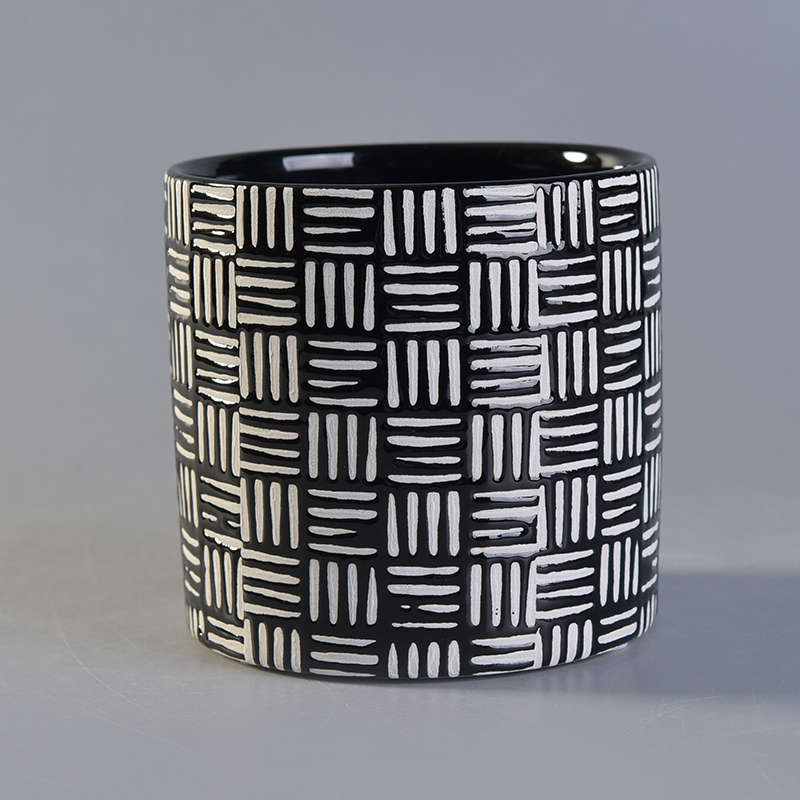 583ml Black Bulk fashion design decoration ceramic candle jar