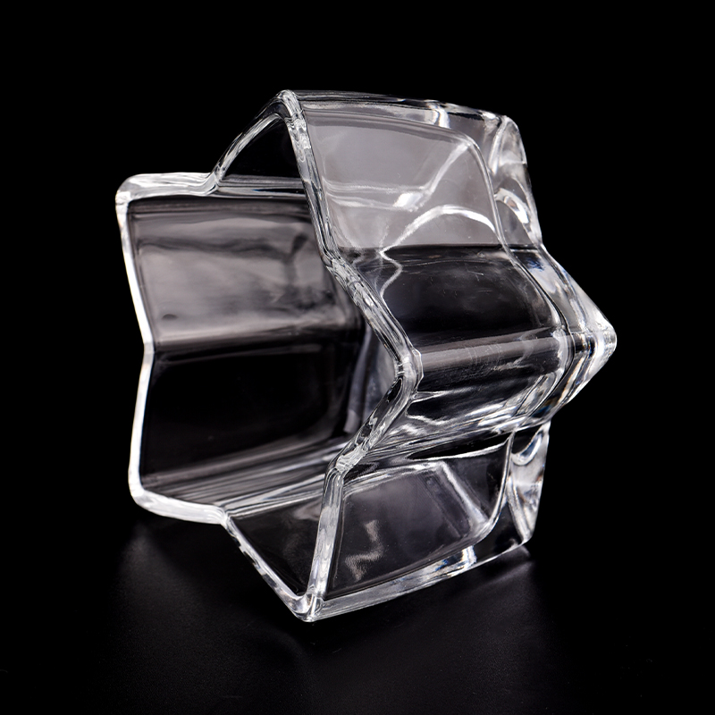 Custom 183ml five-pointed star shape transparent glass candle jar