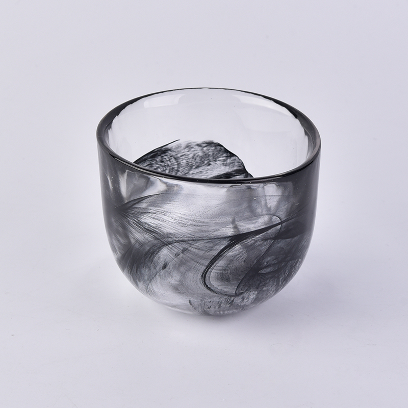 Unique ash black mist-covered organic glass candle holders Unique ash black mist-covered organic glass candle holders