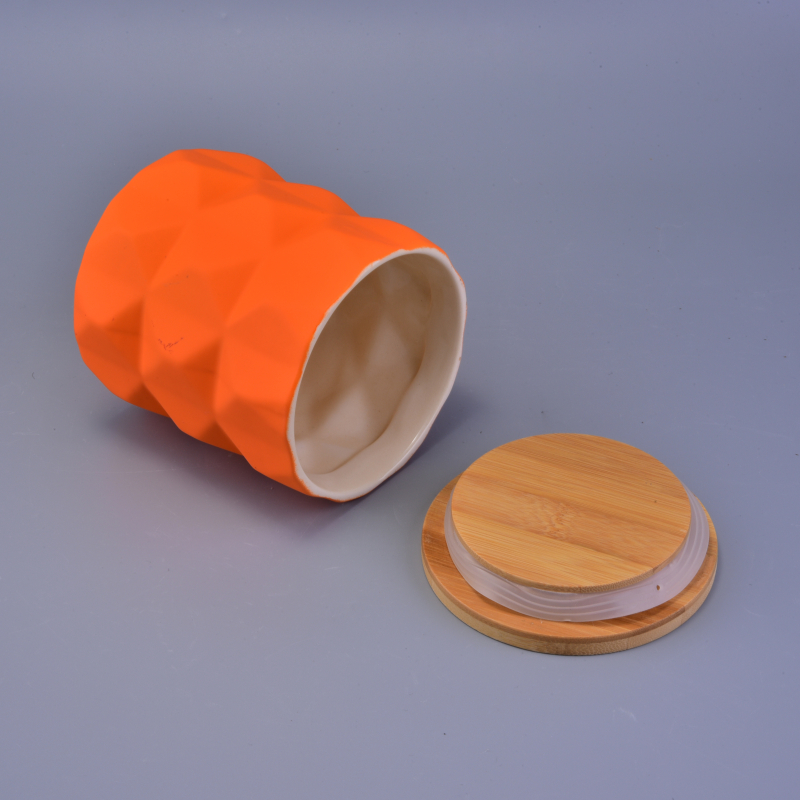 orange matte ceramic candle jar relief surface orange matte ceramic candle jar relief surface