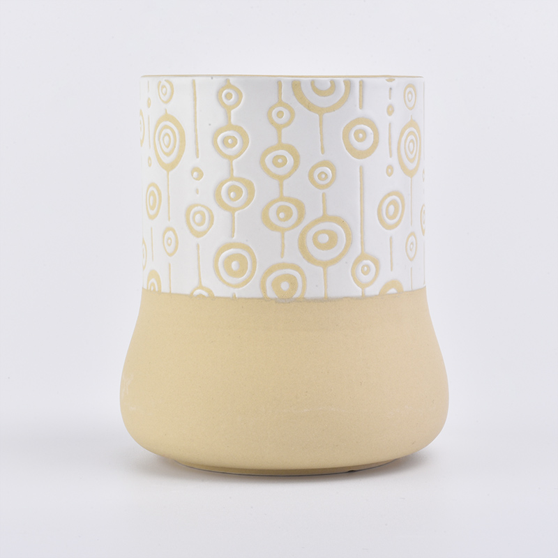 Yellow ceramic candle holder for home decor