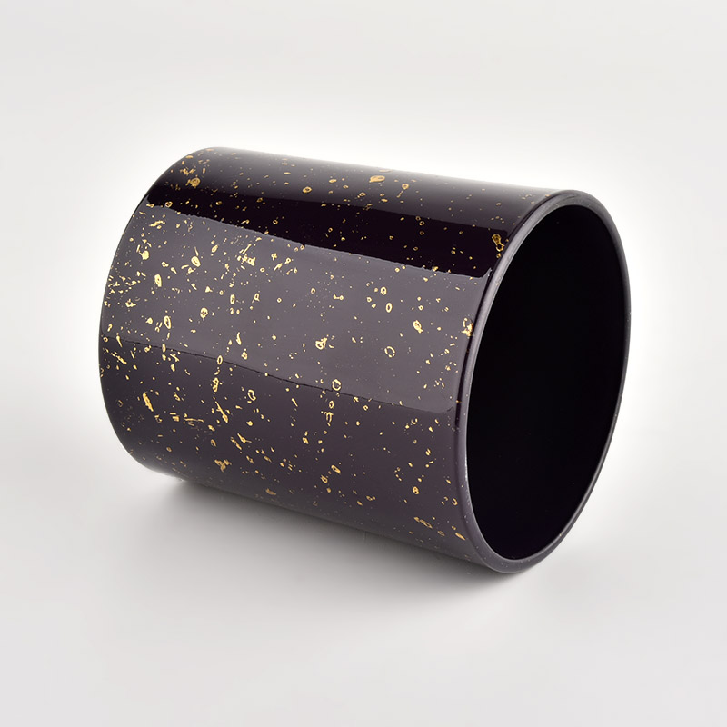 Decorative gold printing black glass candle jars wholesale Decorative gold printing black glass candle jars wholesale