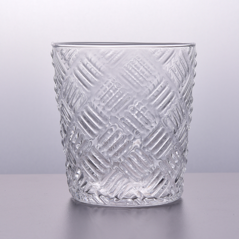 Square embossed glass candle holder Square embossed glass candle holder