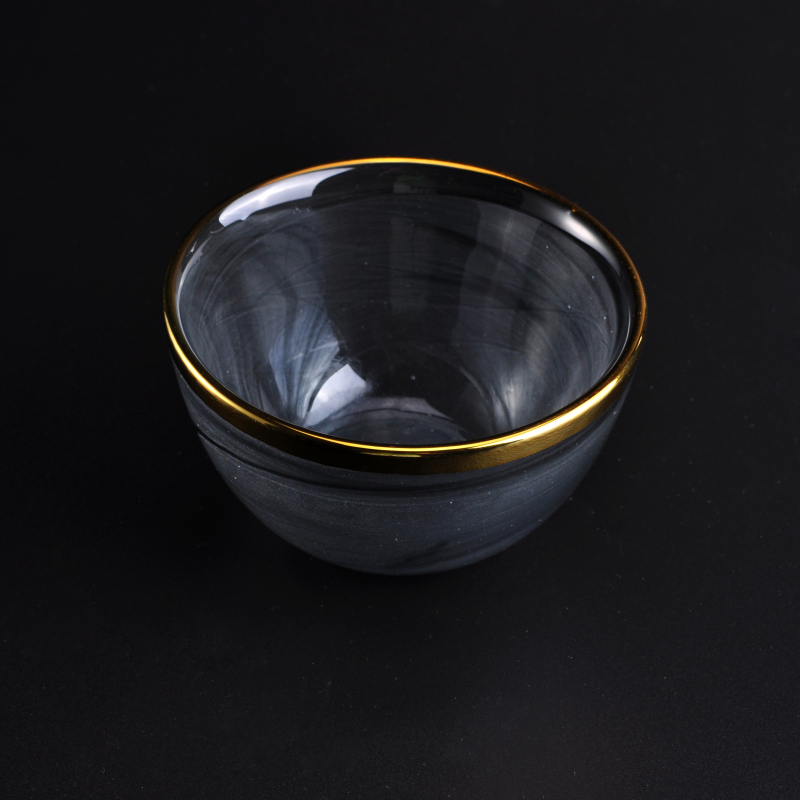 Plated rim glass candle holder bowl
Plated rim glass candle holder bowl