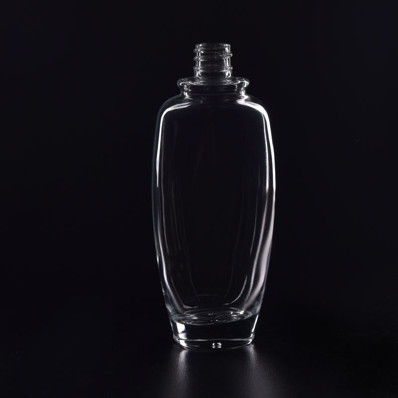 Essential oil oval transparent glass bottle