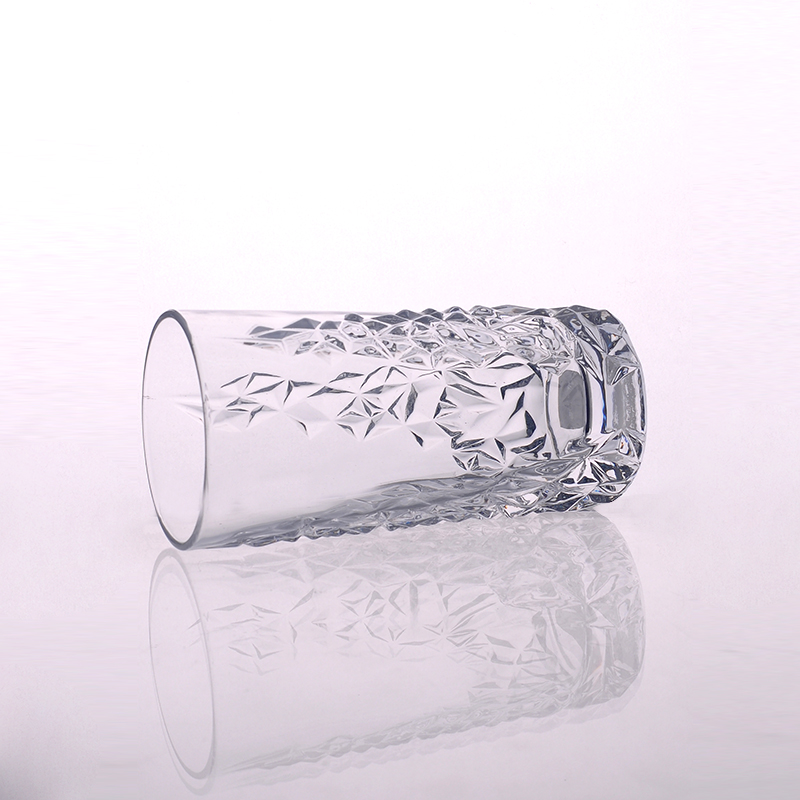 Tall glass cup with attractive emboss