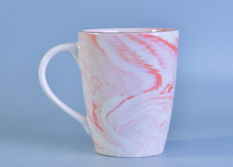 Marbled texture natural style ceramic mug milk cup orange