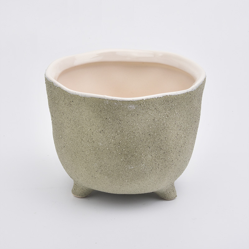 Mint Sandy Finish Ceramic Jar Ceramic Candle Vessel