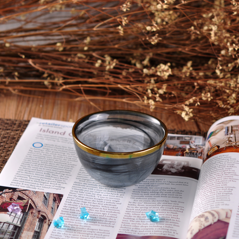 Plated rim glass candle holder bowl Plated rim glass candle holder bowl