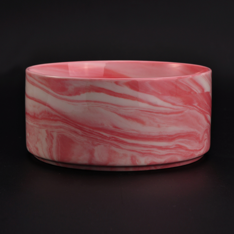 different size pink marble ceramic porcelain cylinder candle holder