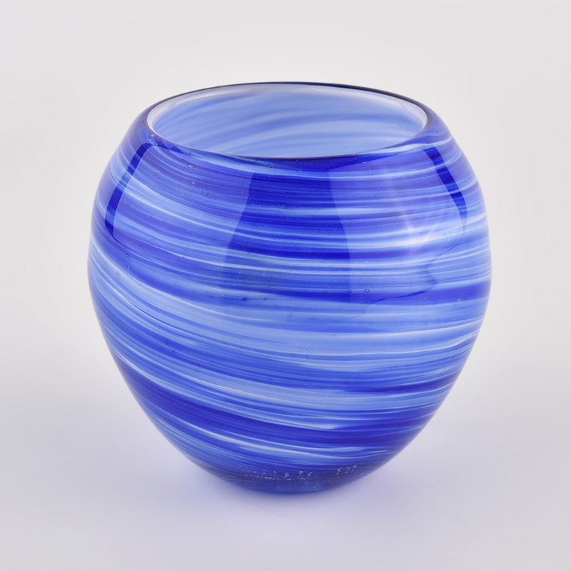 Sunny glassware luxury blue and white 10oz glass candle holder for supplier Sunny glassware luxury blue and white 10oz glass candle holder for supplier