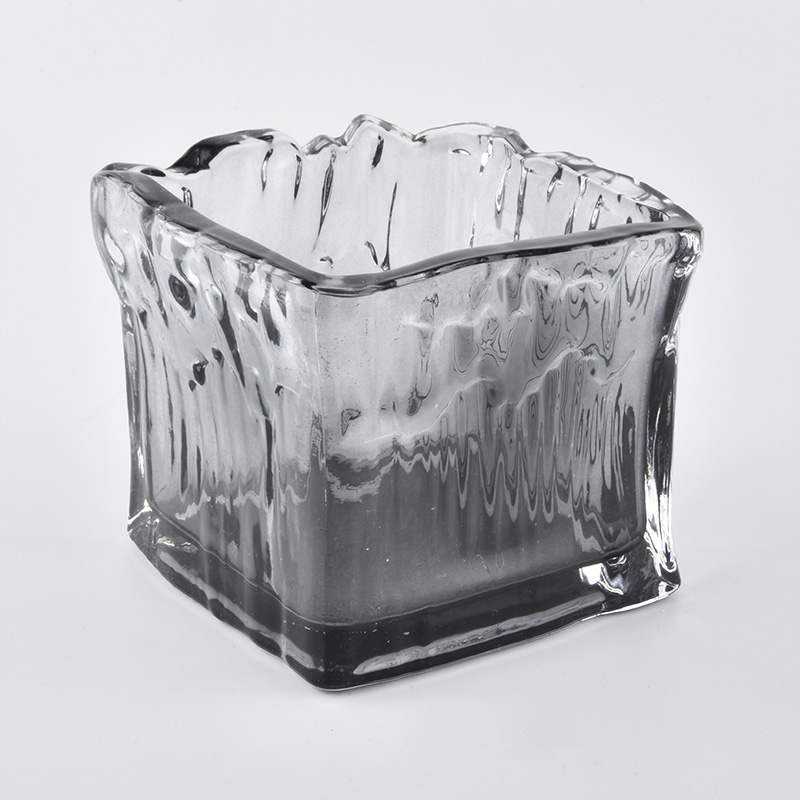 Gray Square Glass Candle Vessel