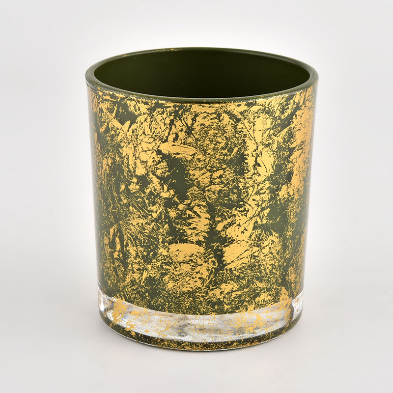 Wholesale home gold green glass candles container matte candle vessels for decorative Wholesale home gold green glass candles container matte candle vessels for decorative