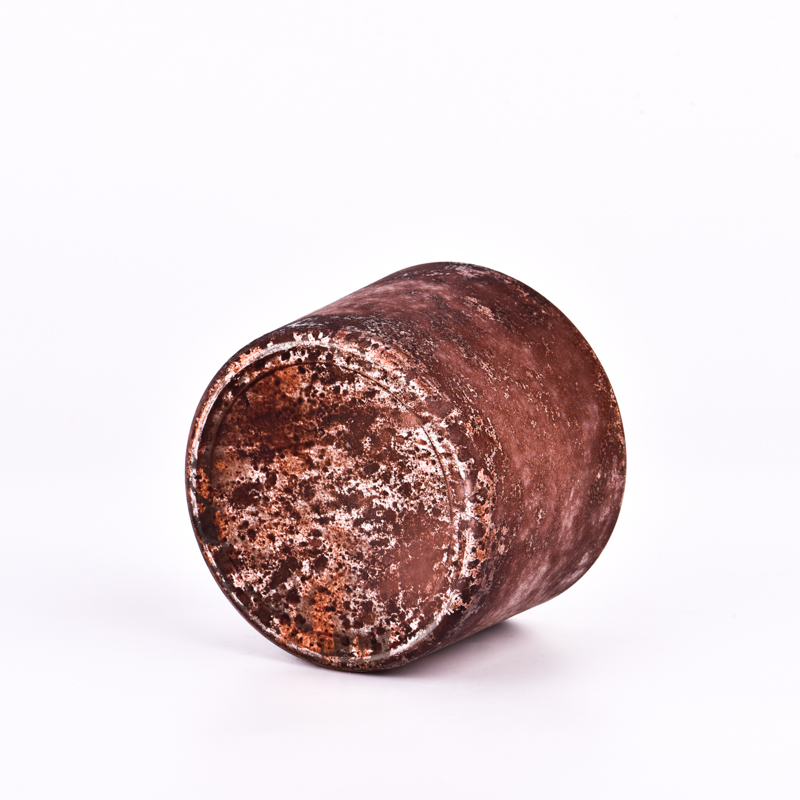 Wholesale brown copper-colored frosted glass candle holders