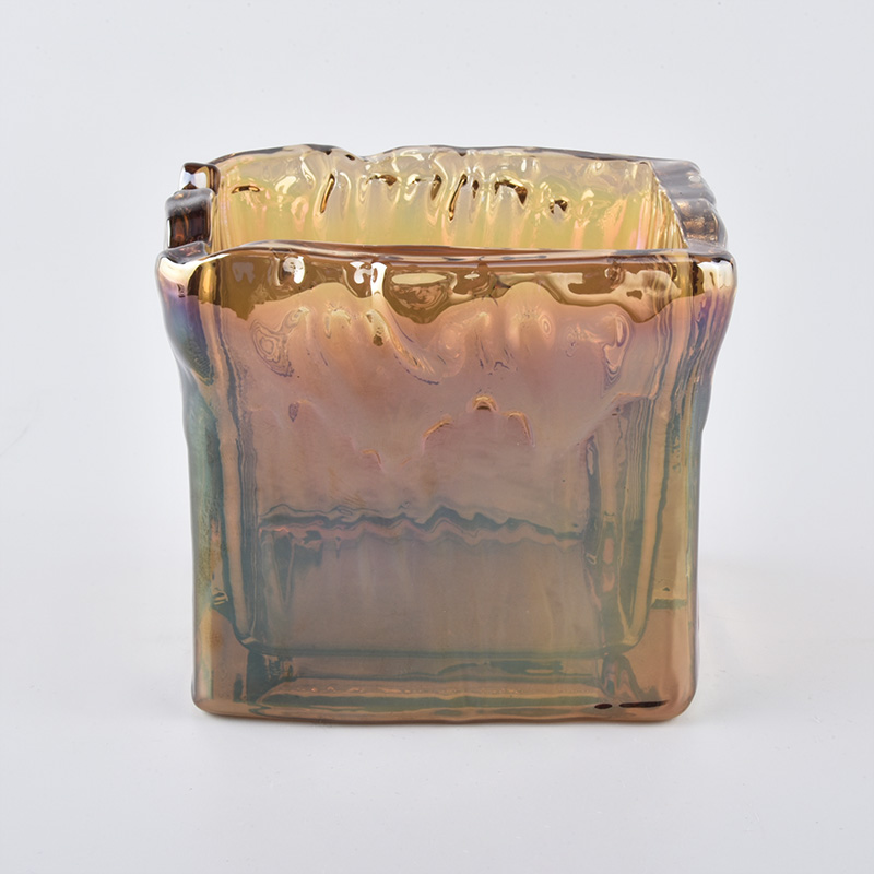 Unique glass candle jar square shape