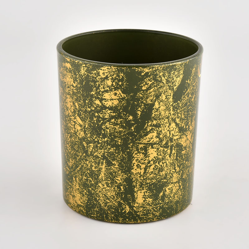 High quality gold green glass candle vessel luxury candle Jar with Gift Box High quality gold green glass candle vessel luxury candle Jar with Gift Box
