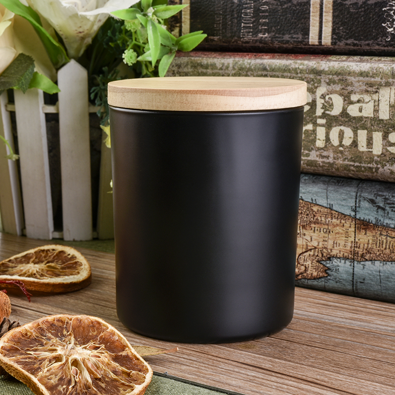 10oz with lid wholesale glass candle jar black