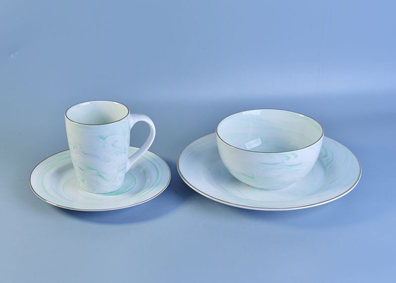 Marbled texture natural style ceramic mug milk cup green