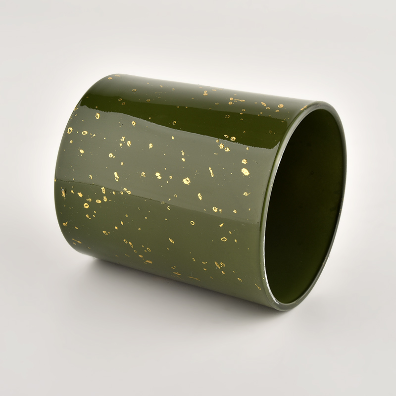 Luxury Cylinder green Glass candle jar for Home Decoration Luxury Cylinder green Glass candle jar for Home Decoration