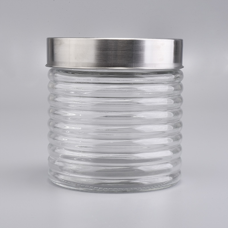 wholesale glass candle jar with metal lid