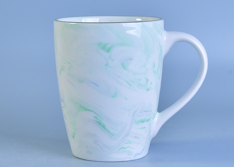 Marbled texture natural style ceramic mug milk cup green