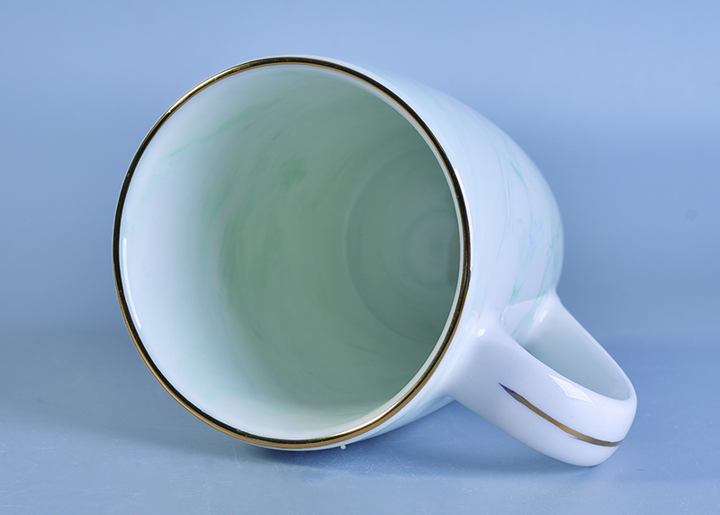 Marbled texture natural style ceramic mug milk cup green