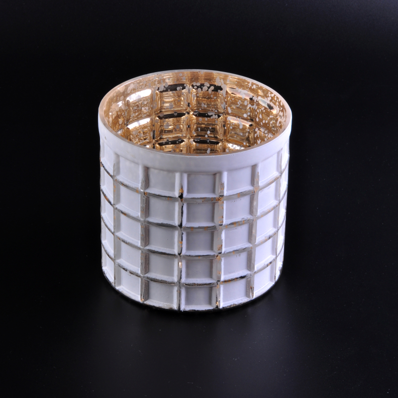 Diamond embossed square white glass candle holder Diamond embossed square white glass candle holder