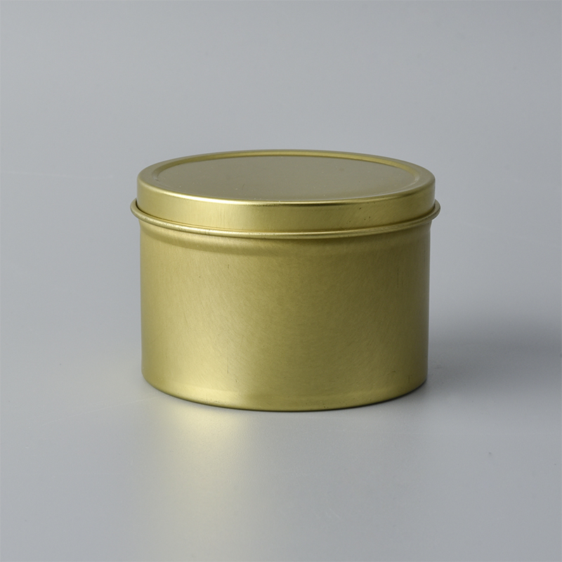 gold color metal candle jar with lid