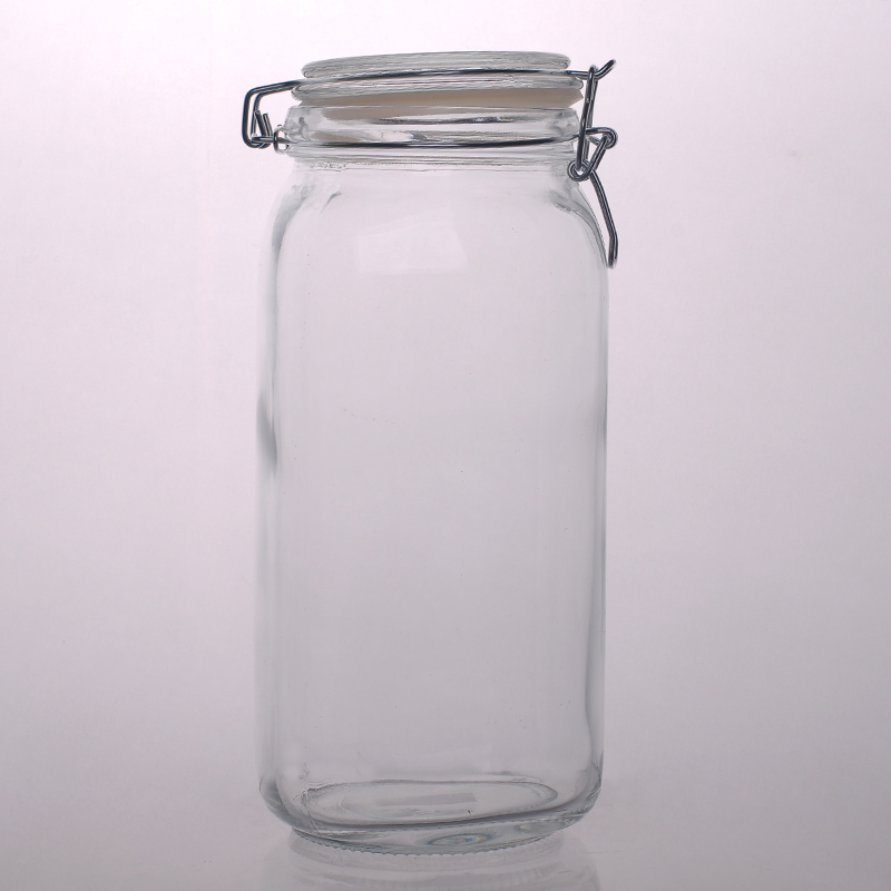2L transparent glass jar with lid