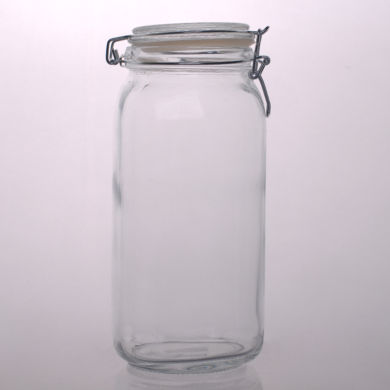 2L transparent glass jar with lid 2L transparent glass jar with lid