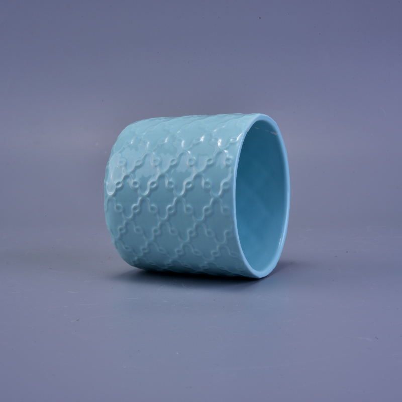 Blue matte ceramic candle holder with embossed pattern
Blue matte ceramic candle holder with embossed pattern