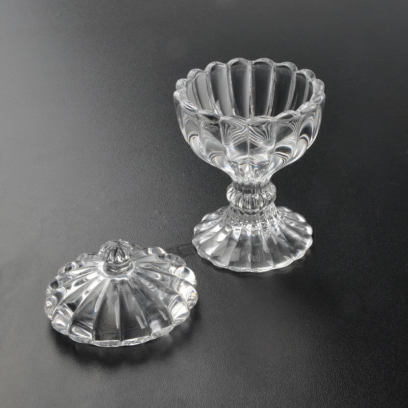 High quality crystal clear Candle Stand with lid luxury tableware