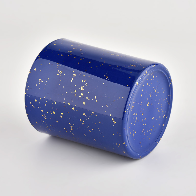 Wholesale empty 290ml golden blue glass candle jar for candle making Wholesale empty 290ml golden blue glass candle jar for candle making
