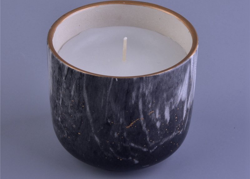 Home Decorative marble effect ceramic candle jar for Scented candle