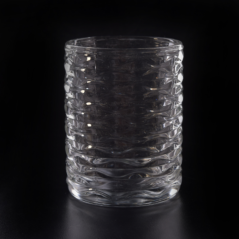 11.5oz wave pattern candle jar glass