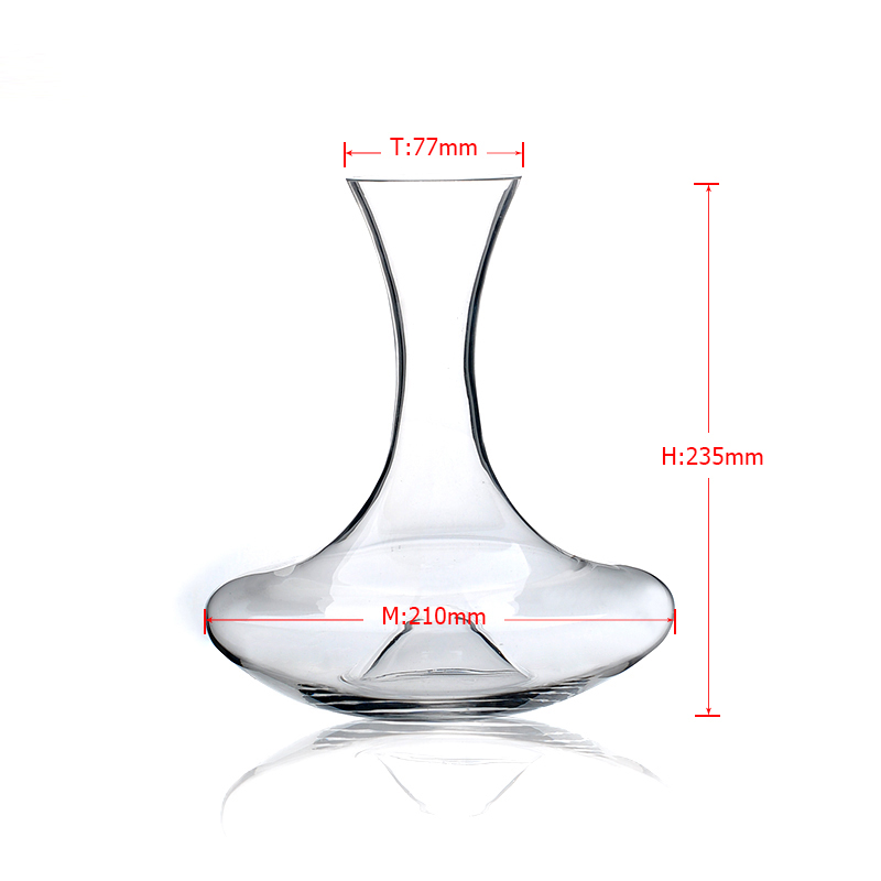 High capacity crystal clear glass wine decanter