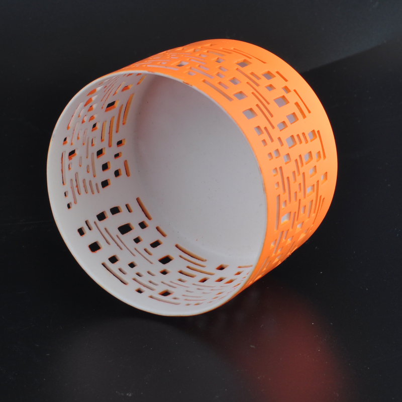 Orange decorative carving ceramic candle holder Orange decorative carving ceramic candle holder