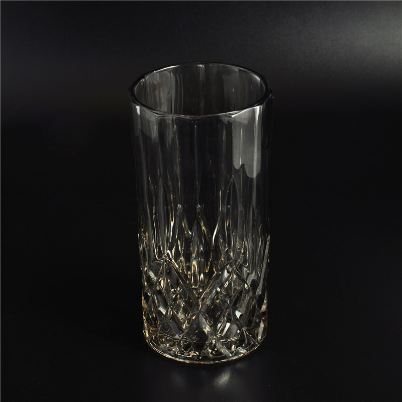Gray diamond cylinder glass candle jar 