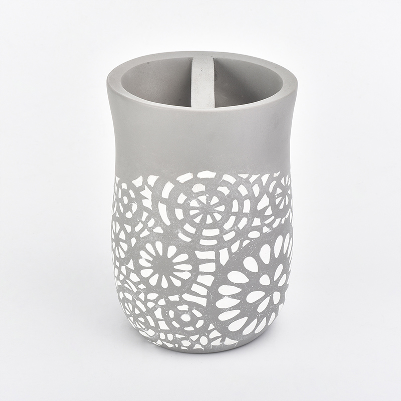 Concrete bathroom set with white pattern