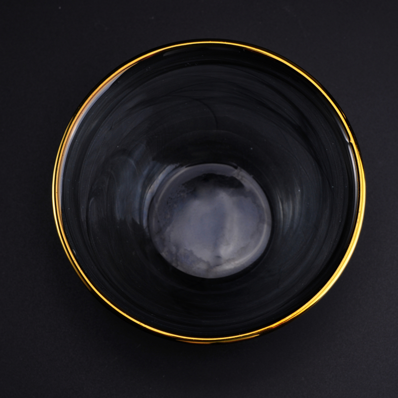 Popular small glass candle bowls with gold rim
