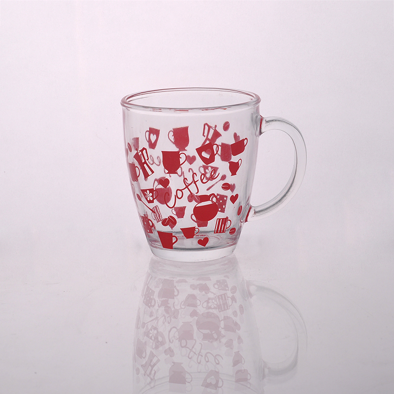 Red printing glass tea mug