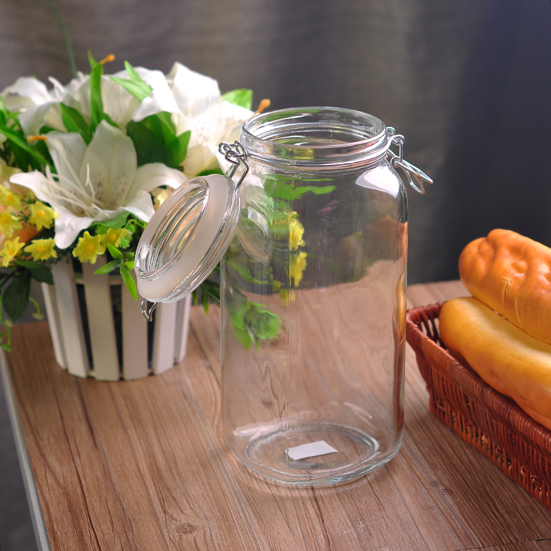 2L transparent glass jar with lid 2L transparent glass jar with lid
